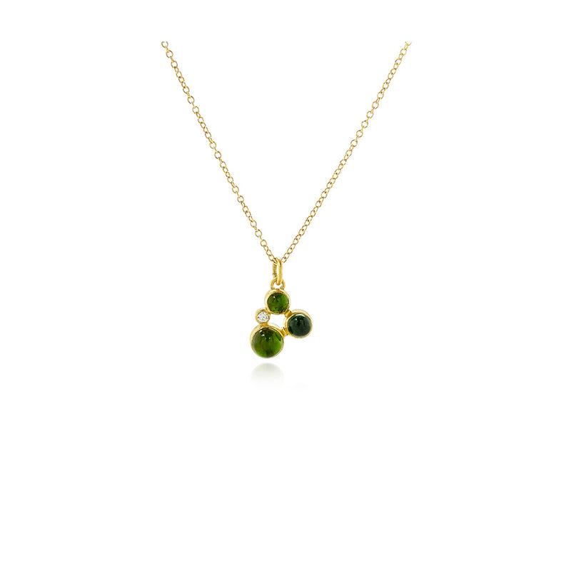 "Confetti" Cluster Necklace #1 with Blue/Green Tourmalines and Diamond, A