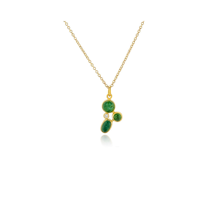 "Confetti" Cluster Necklace #2 with Blue/Green Tourmalines and Diamond, B