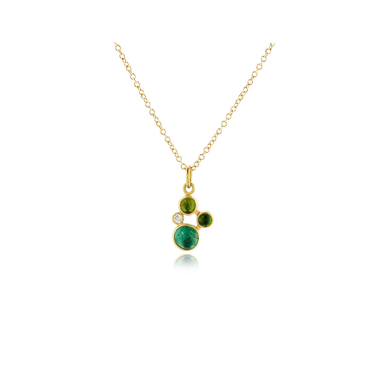 "Confetti" Cluster Necklace #3 with Blue/Green Tourmalines and Diamond, C