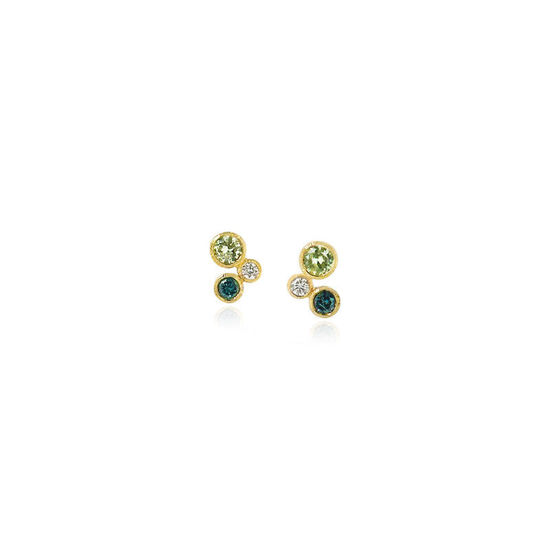 "Confetti" Blue/Green Sapphire Earrings