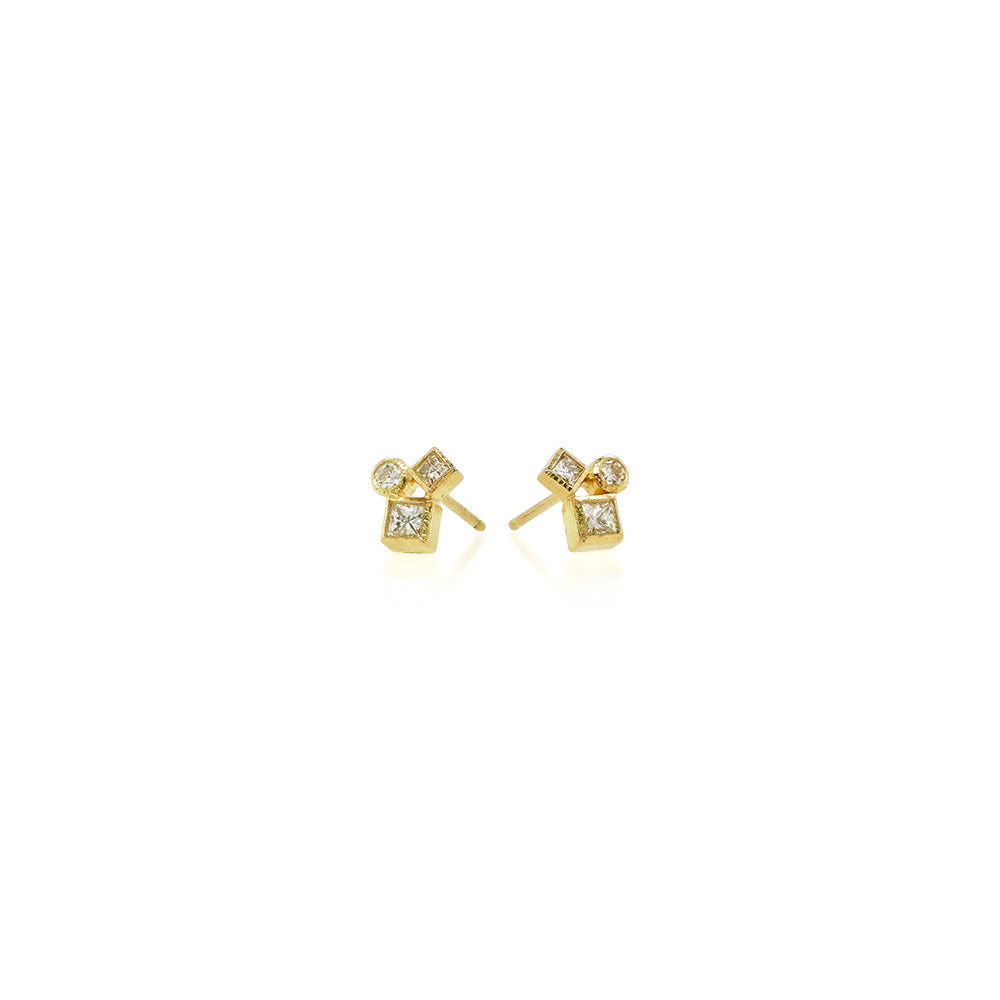 "Confetti" Diamond Cluster Stud Earrings