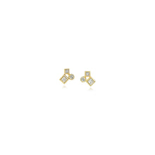 "Confetti" diamond cluster stud earrings in 18k gold with recycled diamonds, .25 cttw.  Earrings are 1/4" in diameter (6 mm).