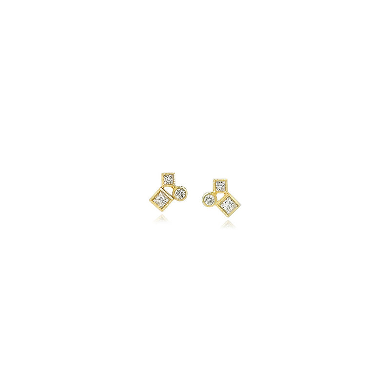 "Confetti" Diamond Cluster Stud Earrings