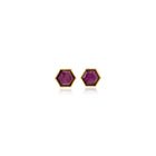 Hexagonal Ruby Stud Earrings