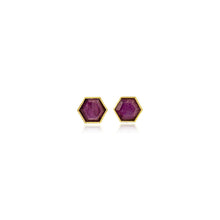 Hexagonal Ruby Stud Earrings