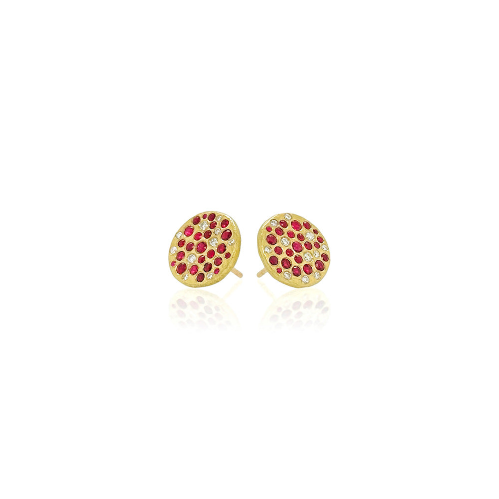 Ruby and Diamond "Silk" Disc Earrings