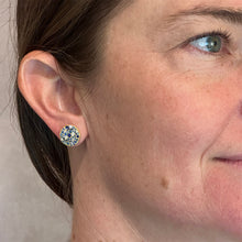 "Silk" Textured Disc Earrings with Blue Sapphires and Diamonds