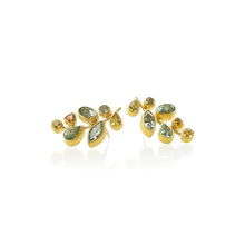 Grape Cluster Earrings in Mixed Shape Yellow Sapphires and Aquamarines
