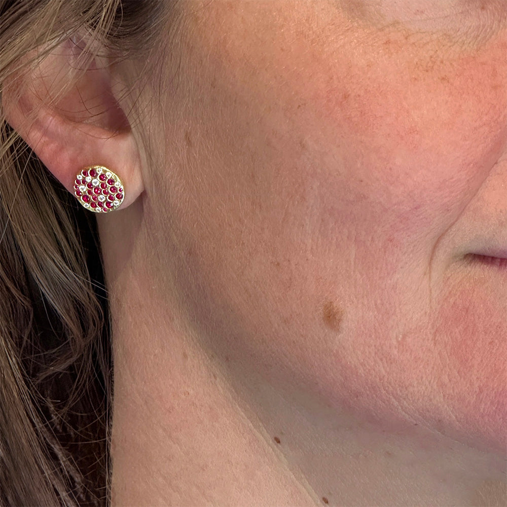 Ruby and Diamond "Silk" Disc Earrings