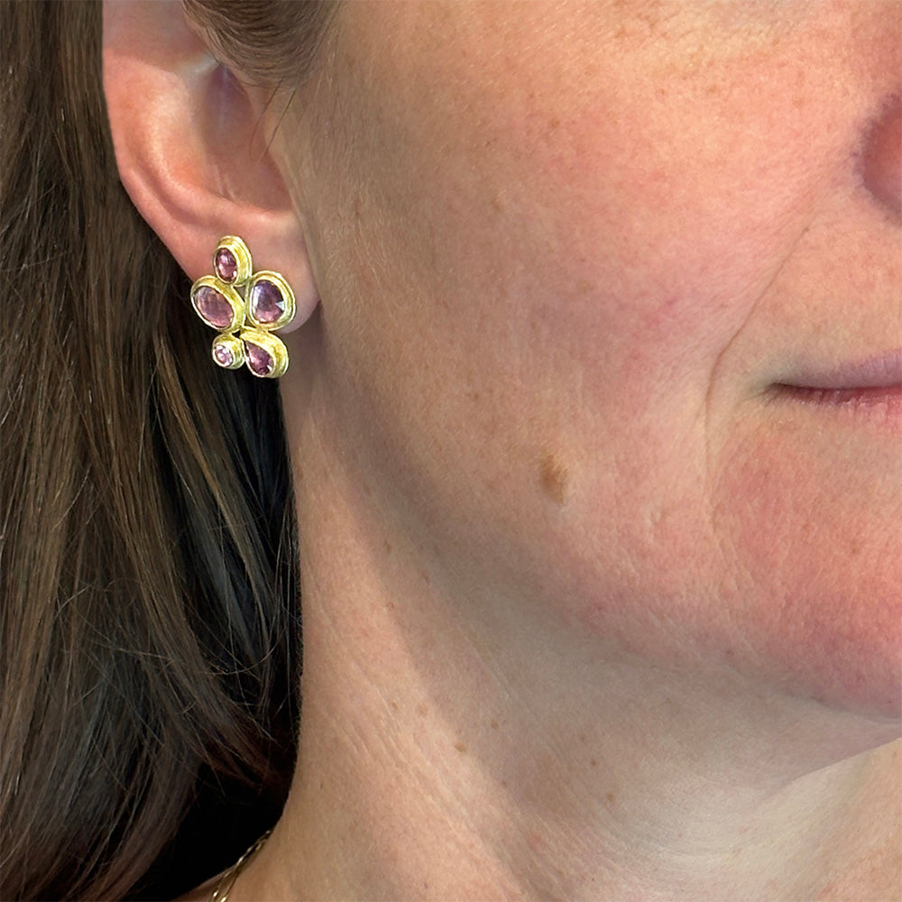 Mixed Shape Pink Sapphire Earrings