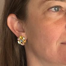 Faceted Mixed Stone Cluster Earrings