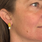 Rectangular "Rooftop" Earrings with Oval Moonstones