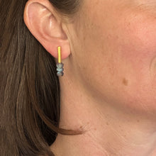 Tube Earrings in 24K Yellow Gold with Labradorite Beads