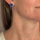 Natural Cut Lapis Lazuli Square Earrings