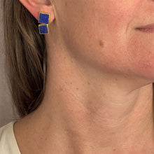 Natural Cut Lapis Lazuli Square Earrings