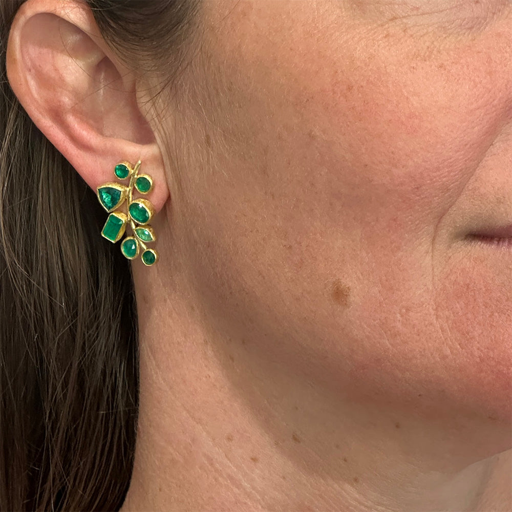 Grape Cluster Earrings with Emeralds