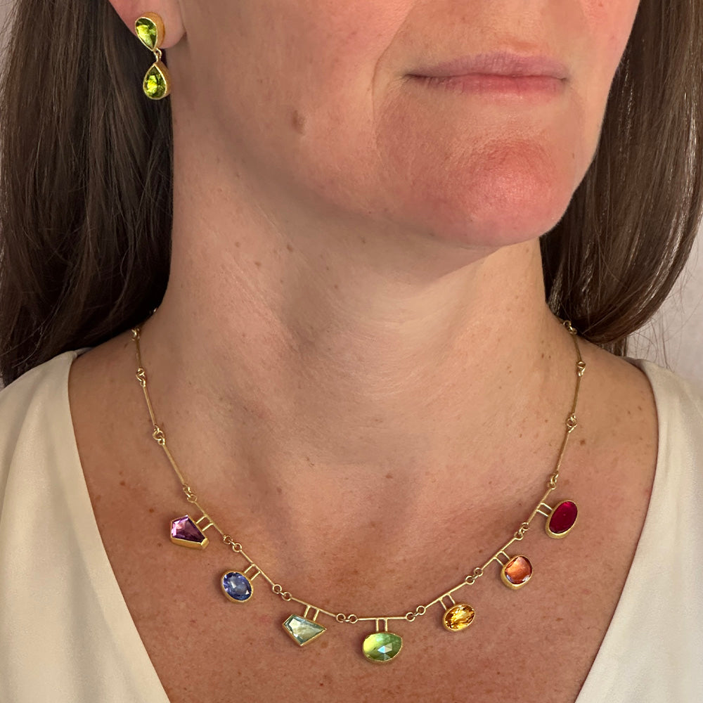 Faceted Peridot Double Drop Earrings