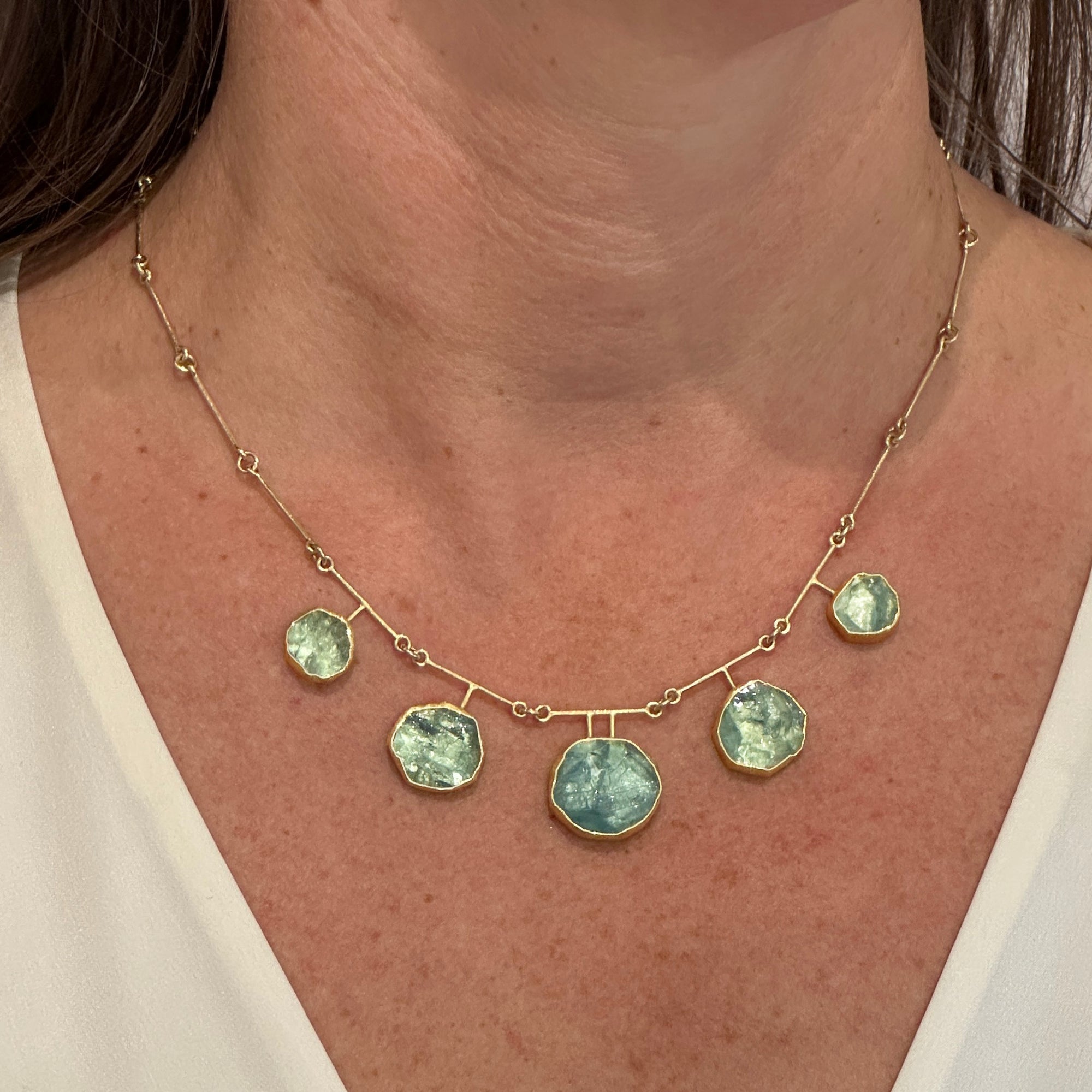 Natural Surface Aquamarine Crystal Necklace