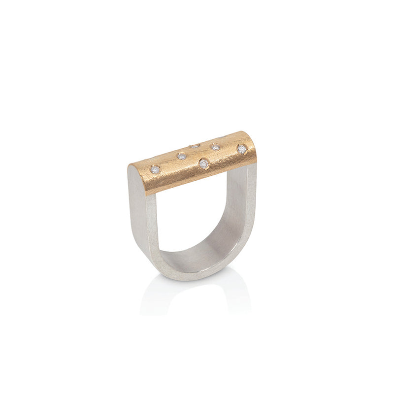 Half Dome Ring in 22K Yellow Gold with Diamonds