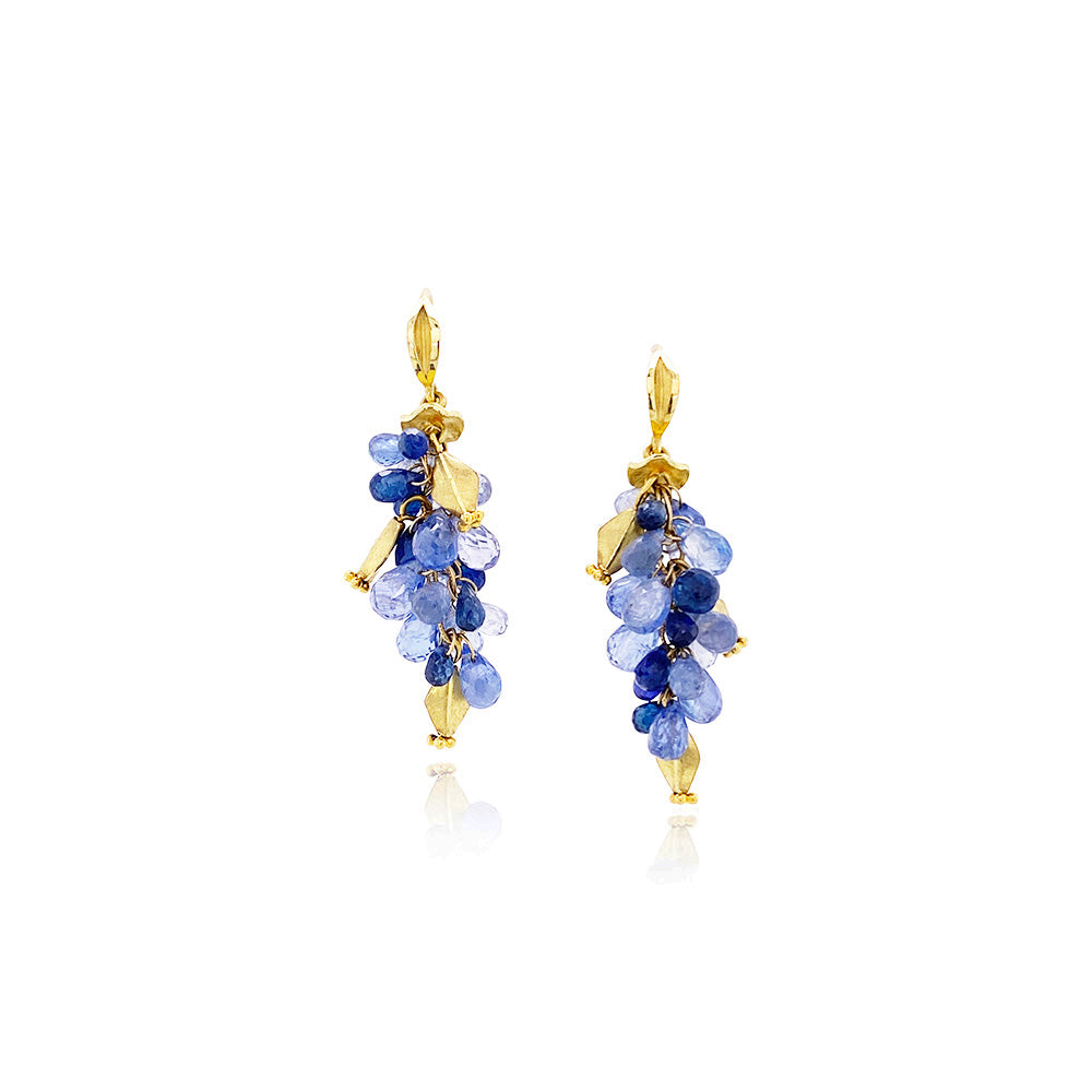 Blue Sapphire "Grape" Cluster Earrings