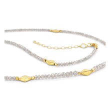 Grey Diamond Necklace with Gold Kite Beads