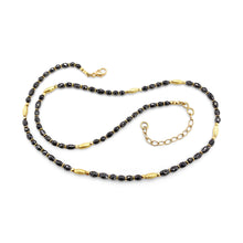 Triple Wrap Bracelet or Long Necklace with Olive-Shaped Black Diamonds