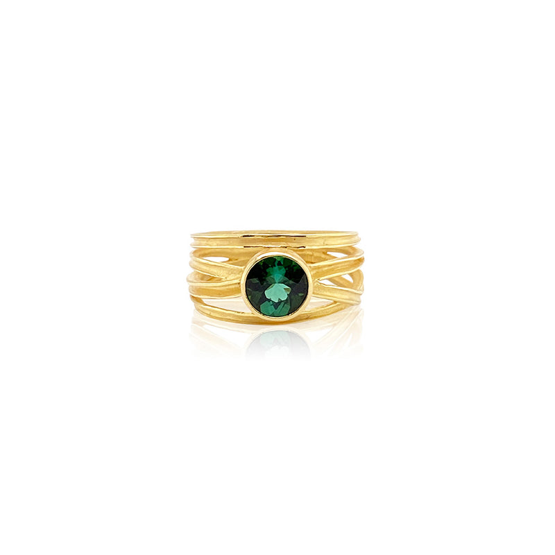 Multi-Wrapped Ribbon Ring with Green Tourmaline