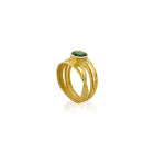 Multi-Wrapped Ribbon Ring with Green Tourmaline