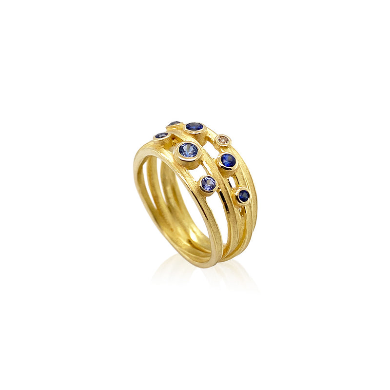 5-Wrapped Ribbon Ring with Blue Sapphires