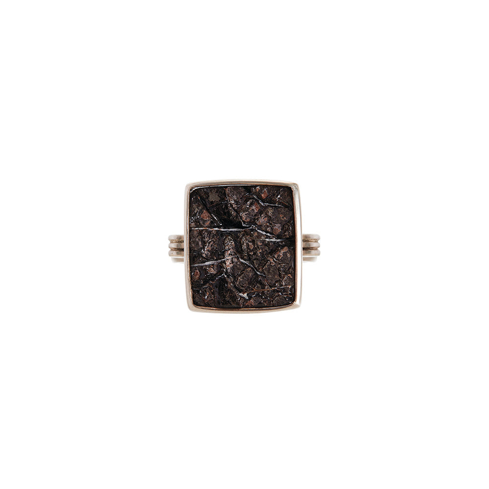 natural surface obsidian ring