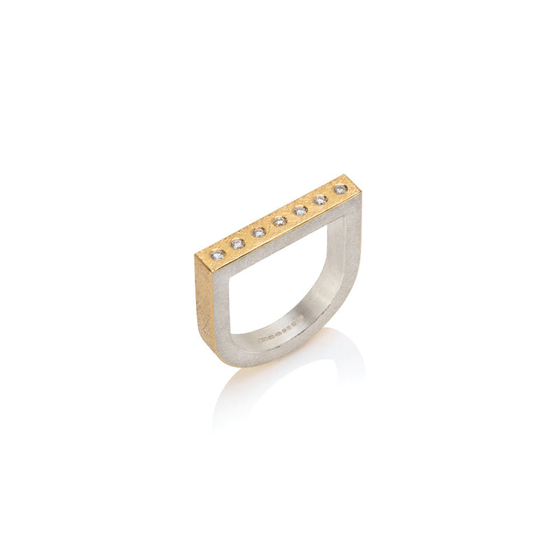 U-Shaped Diamond Bar Ring