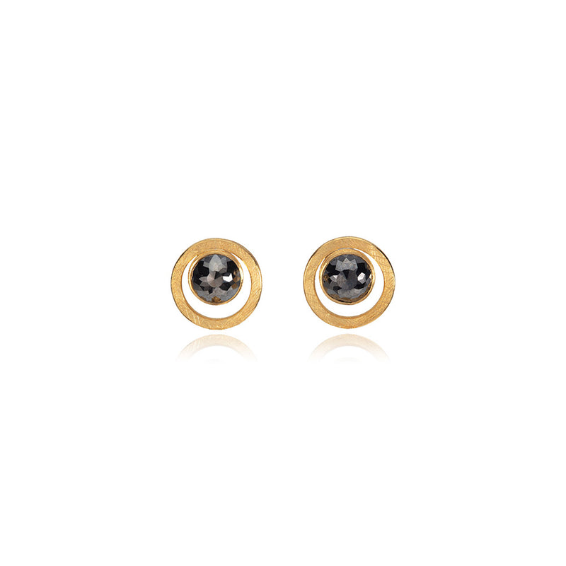 Round Rose-Cut Black Diamond Earrings