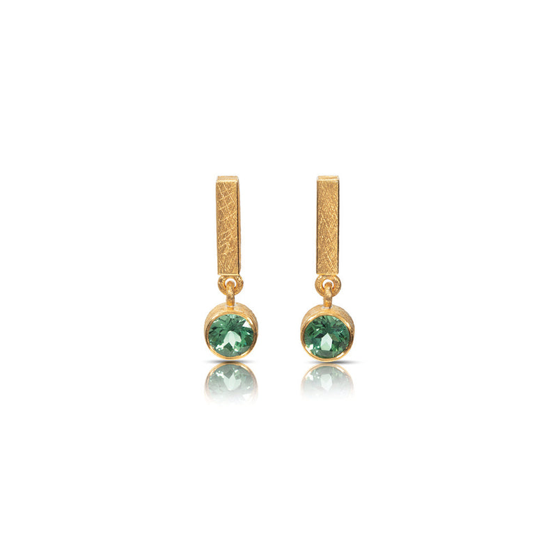 Round Green Tourmaline Drop Earrings