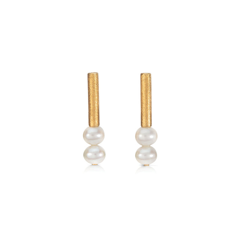 Tube Earrings with Freshwater Pearls