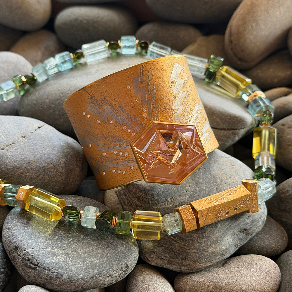Munsteiner-cut Morganite cuff