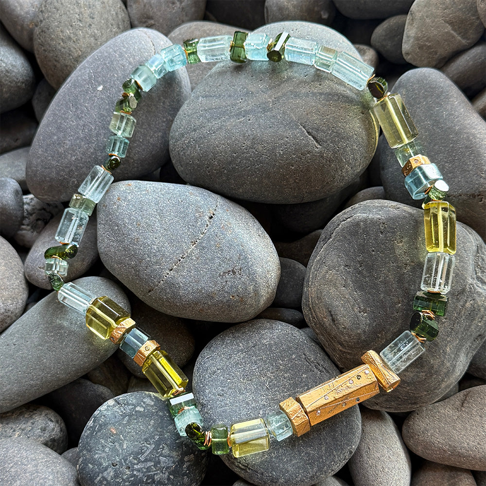 Mixed Beryl, Aquamarine and Tourmaline Vario Clasp Necklace
