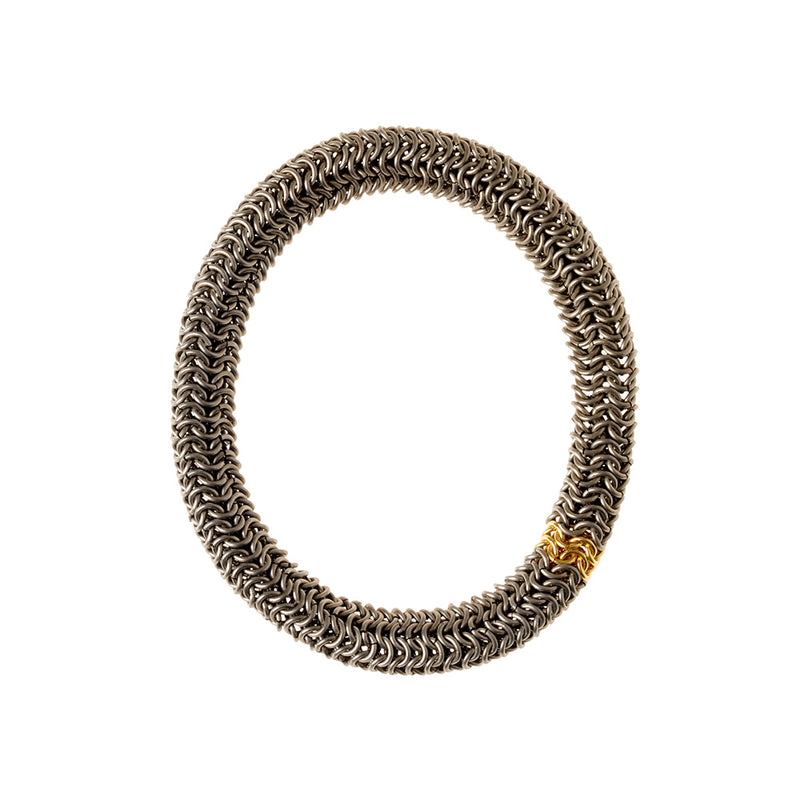 Titanium Tube Chain Mail Bracelet with 18K