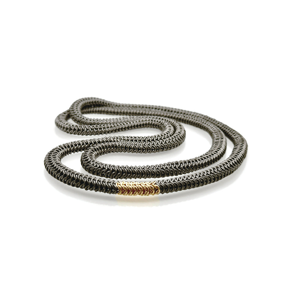 Long Titanium Chainmaille Tube Necklace