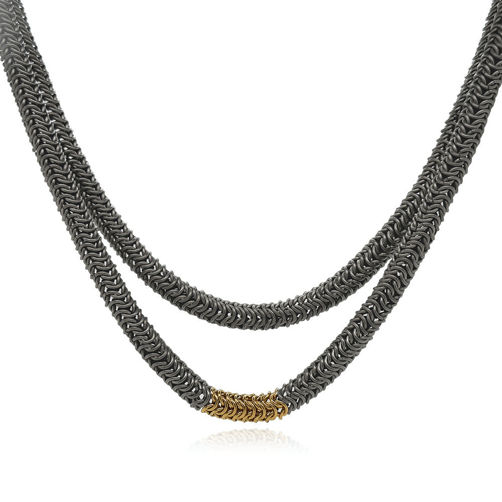 Long Titanium Chainmaille Tube Necklace