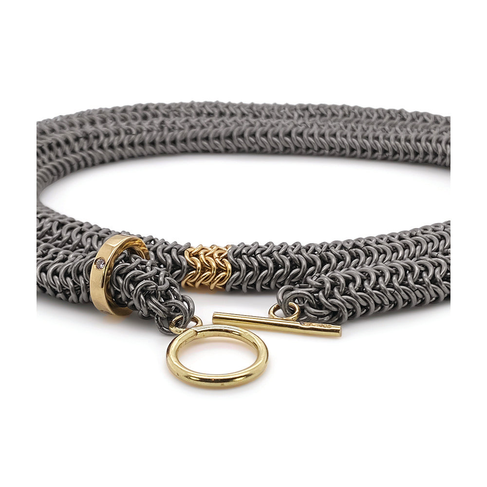 Multi-Wrap Titanium Chainmaille Tube Bracelet