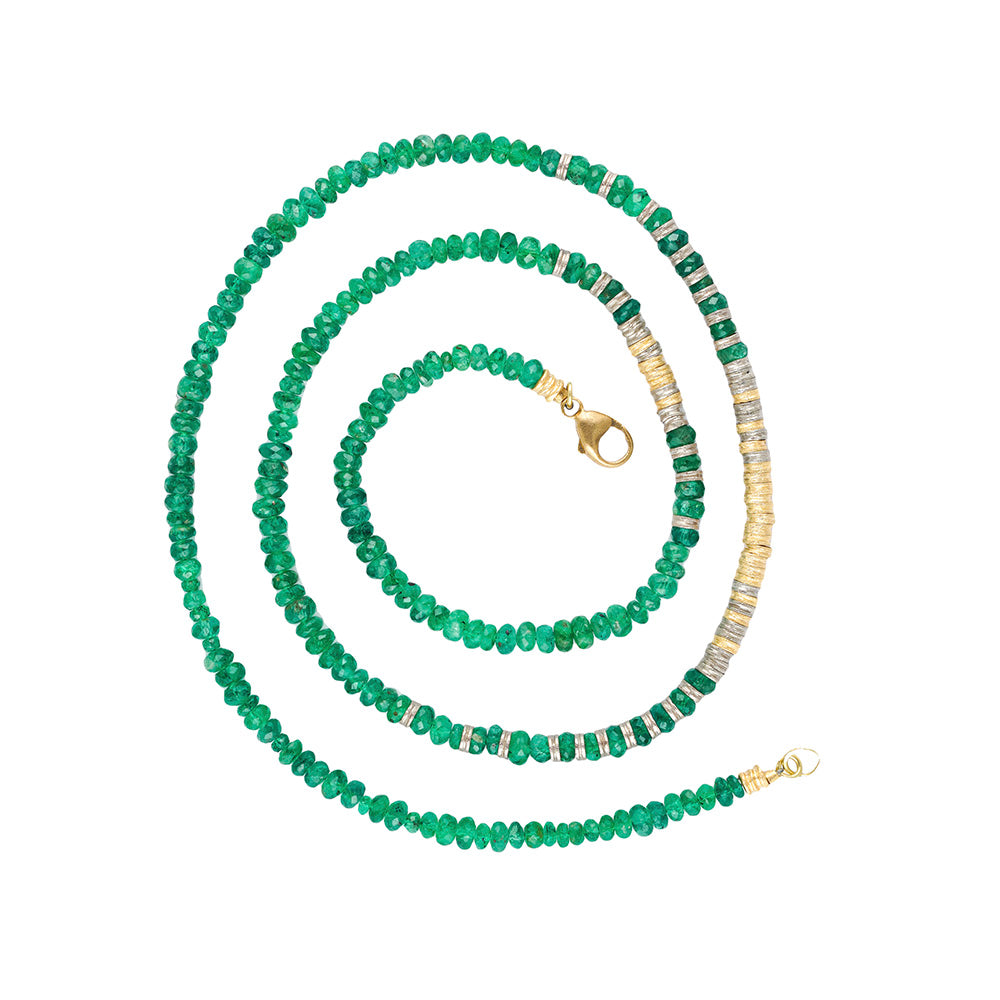 emerald Drum rondell beaded necklace
