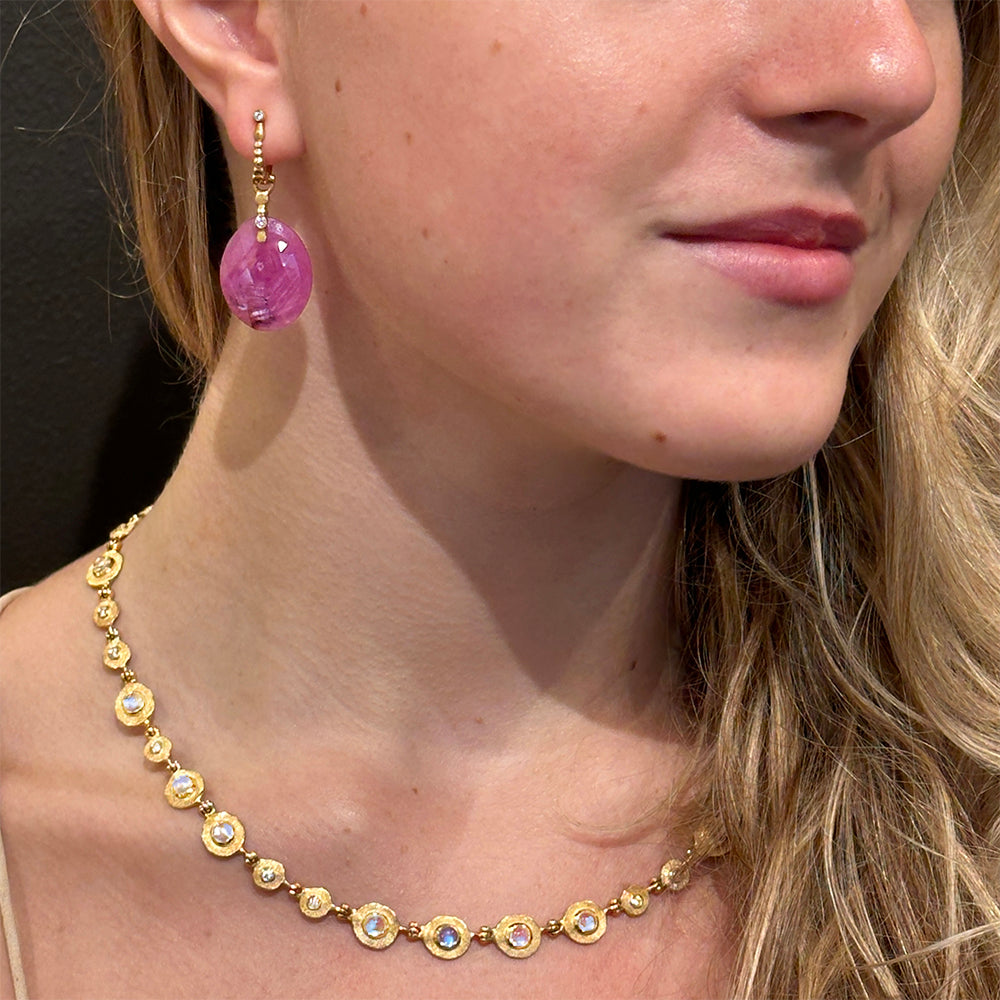 Pink Sapphire Slice Earrings