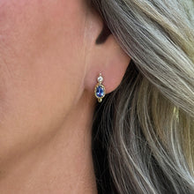 Cornflower Blue Sapphire and Diamond Huggie Earrings