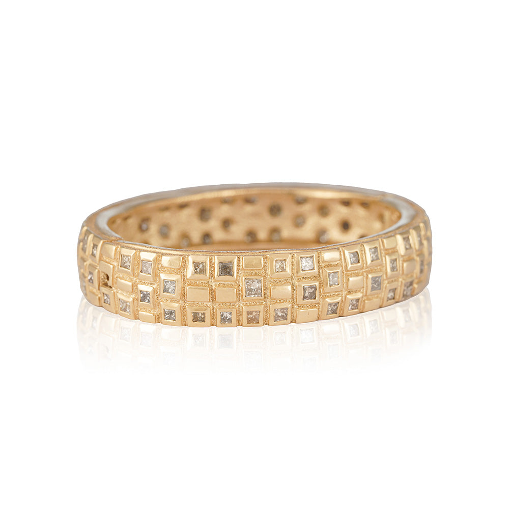 Triple layer champagne princess cut diamond bangle bracelet