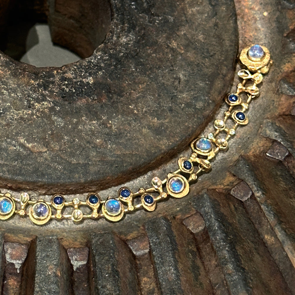 Moonstone and Sapphire "Music Notes" Bracelet