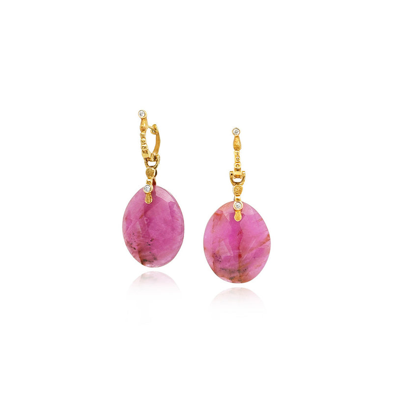 Pink Sapphire Slice Earrings