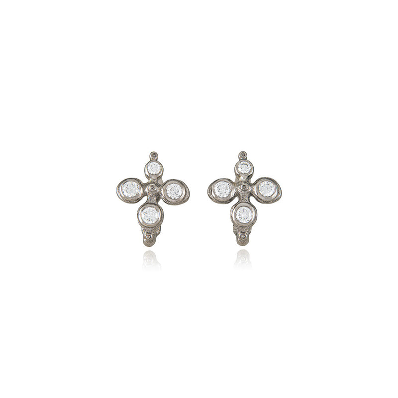 "Fleur De Lis" Diamond Earrings in 18K White Gold