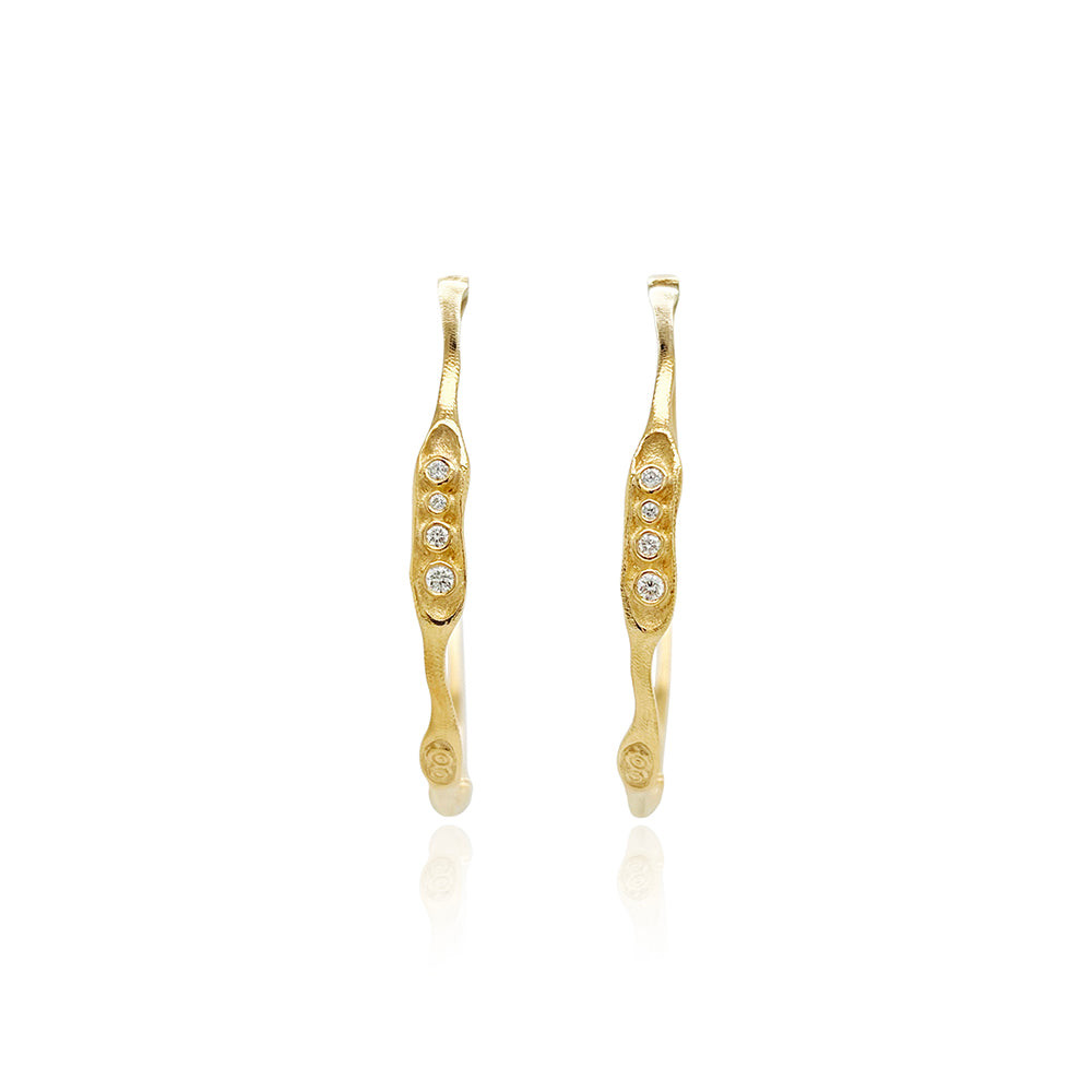 Large Hinged Hoop Earrings with Diamonds