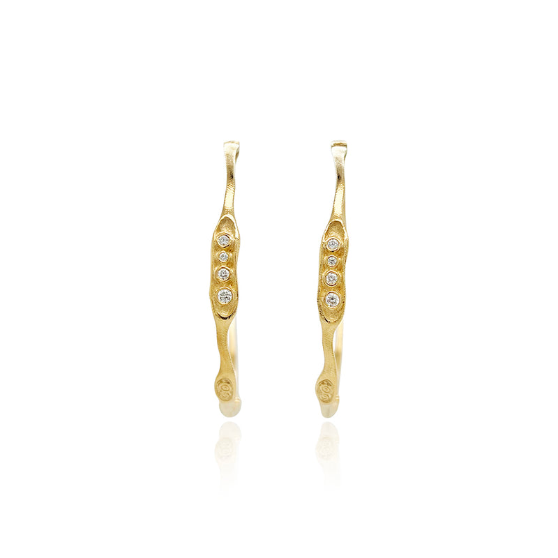 Large Hinged Hoop Earrings with Diamonds
