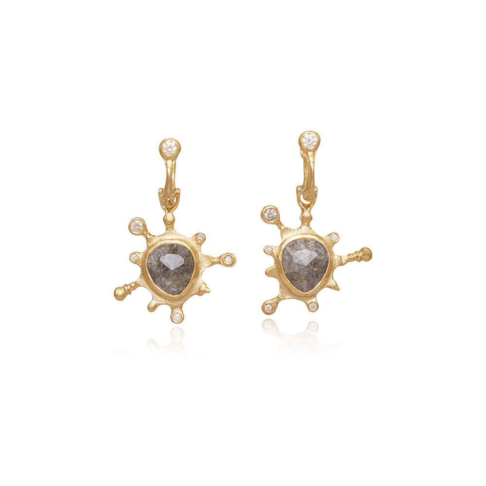 grey diamond huggie hoop earrings